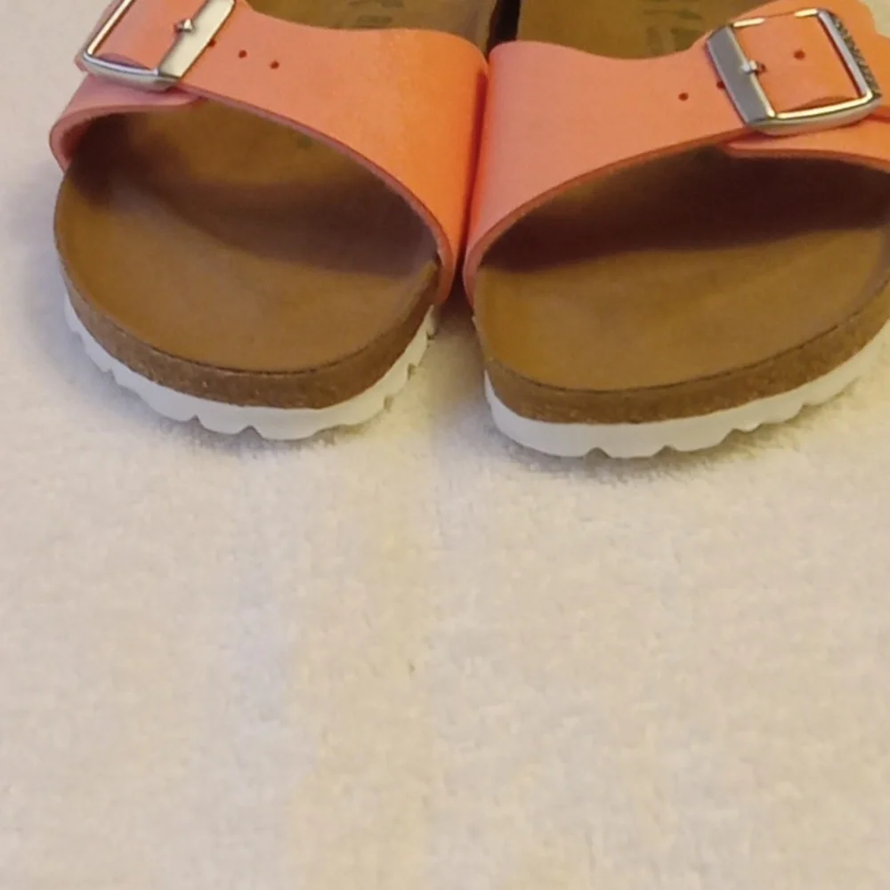 Birkenstock Size 6 (37) Coral Madrid Vegan Sandals /blushed Flamigo Birko-flo - Picture 9 of 9